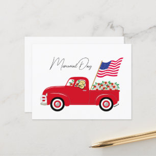 Gele Labrador Rode Truck Memorial Day Briefkaart