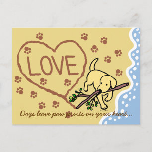 Gele labrador Sand Letters Cartoon Briefkaart