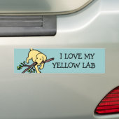 Gele labrador Sand Letters Cartoon Bumpersticker (Op auto)