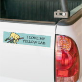 Gele labrador Sand Letters Cartoon Bumpersticker (Op Truck)