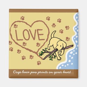 Gele labrador Sand Letters Cartoon Magneet