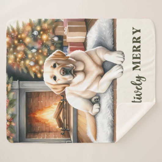 Gele labrador - Sneeuwhond - Geel lab Sherpa Deken (Voorkant (horizontaal))