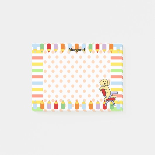 Gele Labrador Student 3 Post-it® Notes (Voorkant)