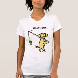 Gele Labrador-Vissen Cartoon T-shirt