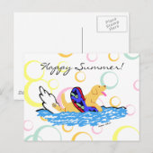 Gele labrador zwemmen briefkaart (Voorkant / Achterkant)