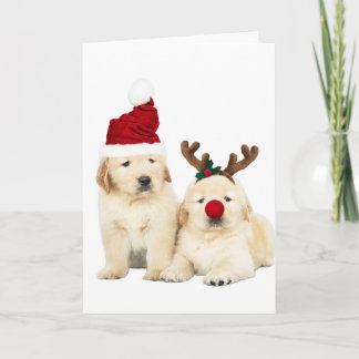 GELE LABRADORPUPPY'S KERSTKAART KAART