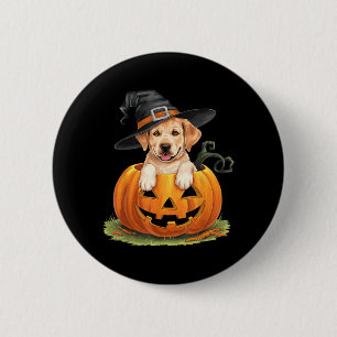 Gele Labradors hond Halloween Pompoen Ronde Button 5,7 Cm
