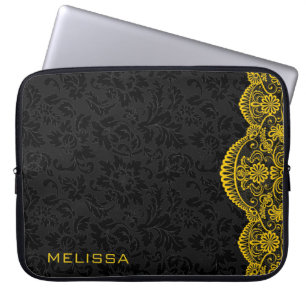 Gele Lace Black Damaskers Laptop Sleeve