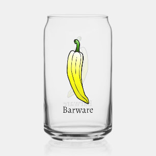 Gele lange zoete peper blikvorm glas