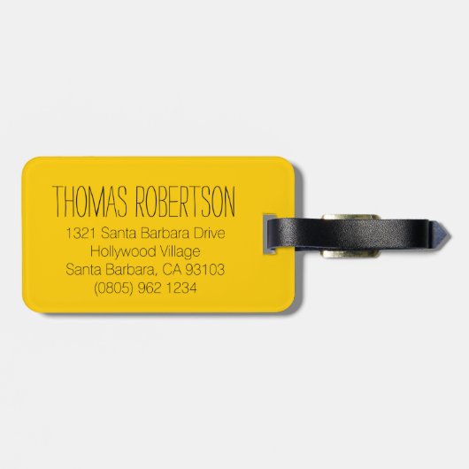 Gele langeafstandsreiziger meer slaap bagagelabel (Achterkant horizontaal)