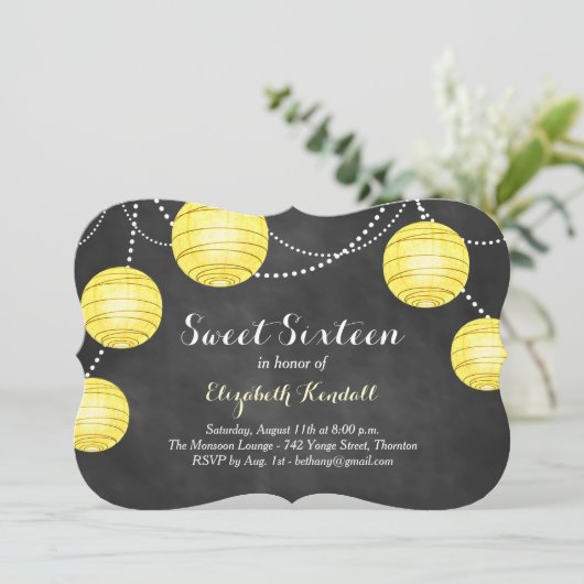 Gele lantaarns op uitnodiging van Chalk Sweet Sixt (Staand voorkant)