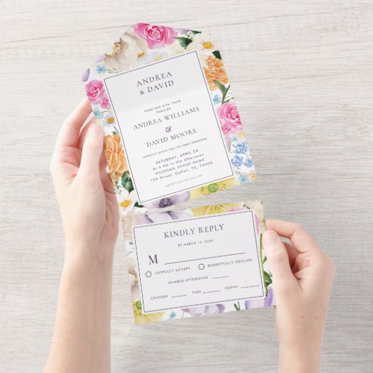 Gele Lavendel Wildbloemen Bloemen Bloemen Levendig All In One Uitnodiging (Afscheurbaar)