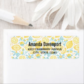 Gele leemons en blauwe bloemen geïllustreerd Patro Etiket (Insitu)