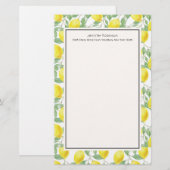 Gele leemons met groen lederen patroon briefpapier (Voorkant / Achterkant)