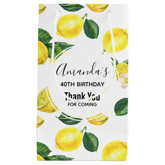 Gele leemons Waterverf fruitpatroon Dank u wel Klein Cadeauzakje (Voorkant)