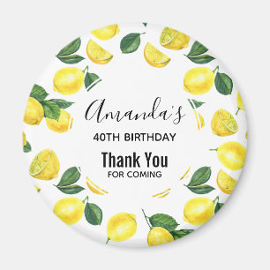 Gele leemons Waterverf Vruchtpatroon Birthday Magneet