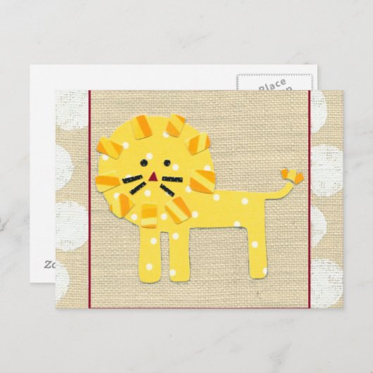 Gele leeuw met witte pooldots briefkaart (Voorkant / Achterkant)