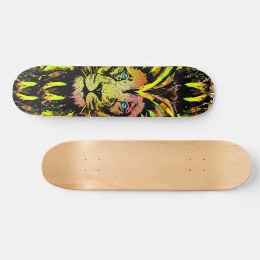 Gele leeuwenkop - Lion Face Skateboard (Horizontaal)