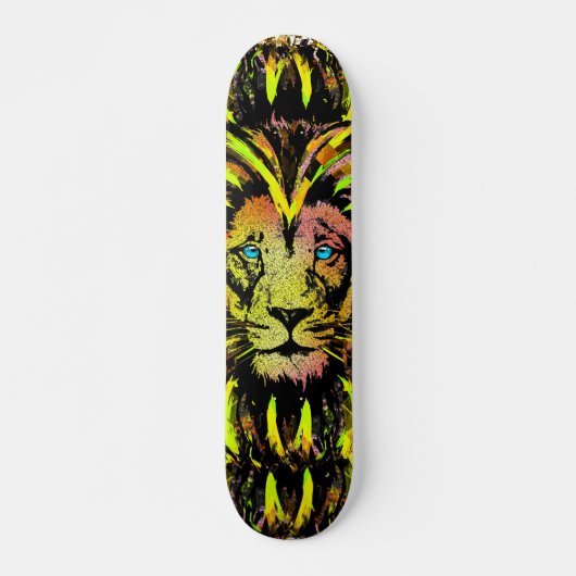 Gele leeuwenkop - Lion Face Skateboard (Voorkant)