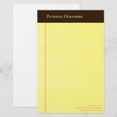 Gele Legal Pad Dark Brown Binding Briefpapier (Voorkant / Achterkant)