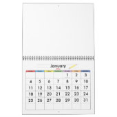 Gele lege kalender met feestdagen voor kinderen (Jan 2026)