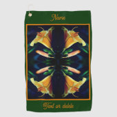 Gele Lelie Bloem Abstract gepersonaliseerd Golfhanddoek (Voorkant)