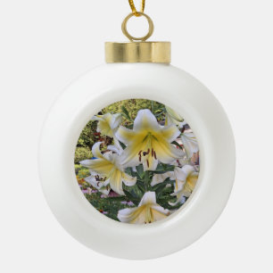 Gele lelie keramische bal ornament