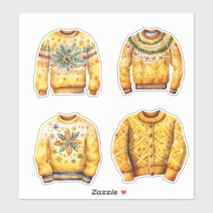 Gele lelijke kersttruien sticker