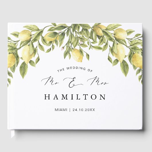 Gele Lemon amalfi kust Bruiloft Gastenboek (Voorkant)