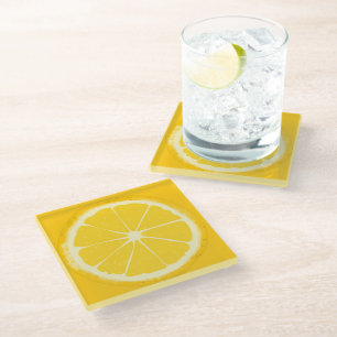 Gele lemon Citrus Fruit Slice Glazen Onderzetter