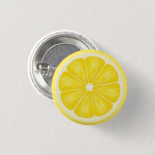Gele lemon Citrus Fruit Slice Ronde Button 3,2 Cm (Voorkant /achterkant)