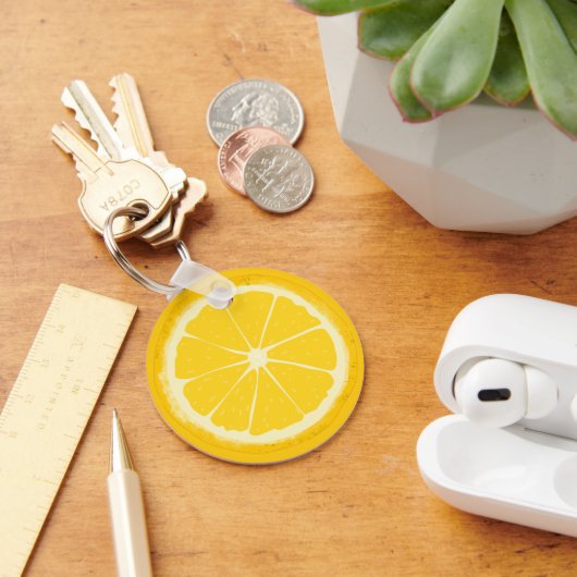 Gele lemon Citrus Fruit Slice Sleutelhanger (Bureau)