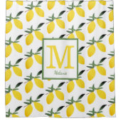 Gele Lemon Citrus Monogram Douchegordijn (Voorkant)