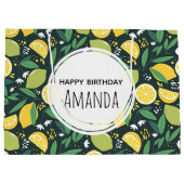 Gele lemon en groene Limoen fruitpatroonvogels Groot Cadeauzakje (Achterkant)