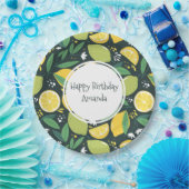 Gele lemon en groene Limoen fruitpatroonvogels Papieren Bordje (Feest)