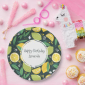 Gele lemon en groene Limoen fruitpatroonvogels Papieren Bordje (Feest)