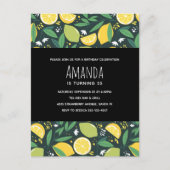 Gele lemon en groene Limoen fruitpatroonvogels Uitnodiging Briefkaart (Voorkant)