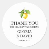 Gele Lemon Modern Wedding Ronde Sticker (Voorkant)