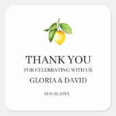 Gele Lemon Modern Wedding Vierkante Sticker (Voorkant)