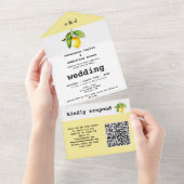 Gele Lemon QR-code All In One Uitnodiging (Afscheurbaar)