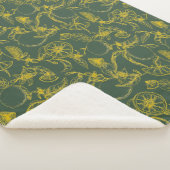 Gele Lemon Sketch op Donkergroen Sherpa Deken (3/4)