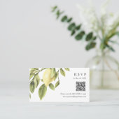 Gele Lemon vertrekt Weddenschap RSVP Online QR COD Visitekaartje (Staand voorkant)
