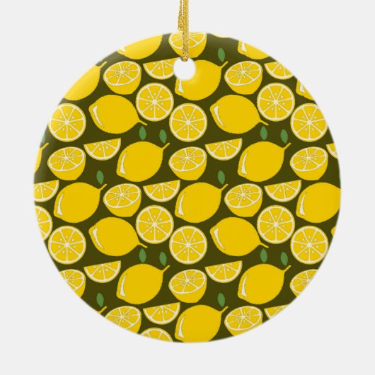 Gele Lemon Wallpaper Pattern Keramisch Ornament (Achterkant)