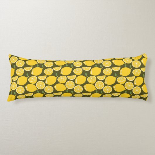 Gele Lemon Wallpaper Pattern Lichaamskussen (Voorkant)