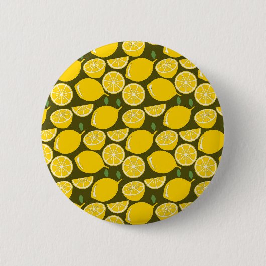 Gele Lemon Wallpaper Pattern Ronde Button 5,7 Cm (Voorkant)