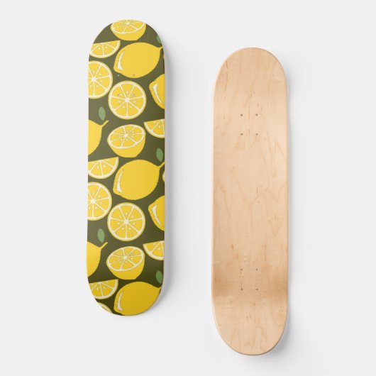 Gele Lemon Wallpaper Pattern Skateboard (Voorkant)