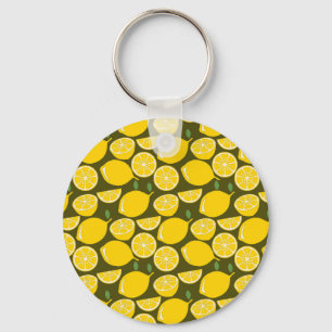 Gele Lemon Wallpaper Pattern Sleutelhanger