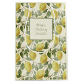 Gele Lemons Groene Lagen Birthday Medium Cadeauzakje (Voorkant)