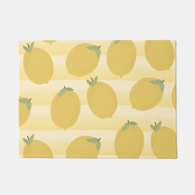 Gele lemons Summer Fruit Waterverf Fun Bright Deurmat (Voorkant)