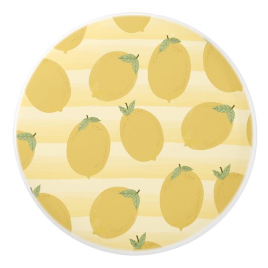 Gele lemons Summer Fruit Waterverf Fun Bright Keramische Knop (Voorkant)